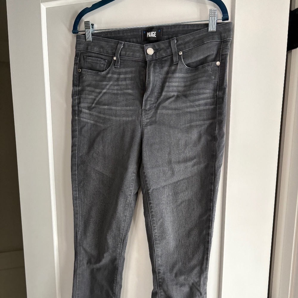 Paige Grey High-Waisted Skinny Jeans